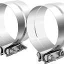 5.0 inch Exhaust Clamp, 5 Inch Lap Joint Exhaust Band Clamp Sleeve Coupler Stainless Steel (2Pcs)