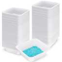 Sherr 125 Pack 100ml Weigh Boats Medium Large Bulk Anti Static White Pans Plastic Square Easy Pour Boats Weighing Trays for Capsule Filling, Lab Dish, Powder, Liquid, Food, Sample Container