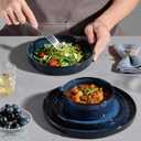 E-far Stoneware Dinnerware Set, 16-Piece Plates and Bowls Sets for 4