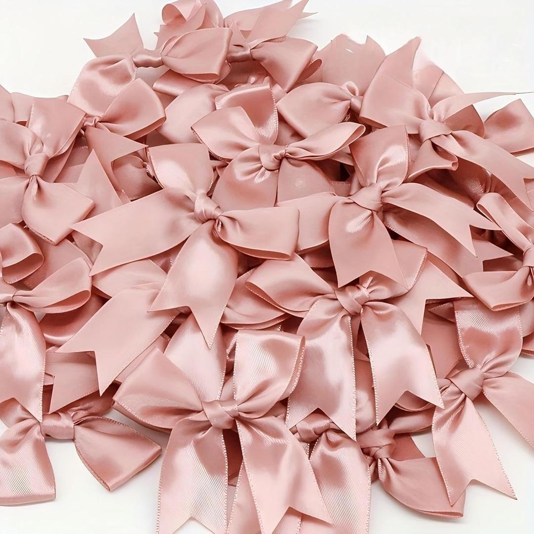 Rose Gift Wrap Bows - 50pcs 3.3 Inch Elegant Bows for Gift Wrapping, Party Decorations, Wedding Decor, Birthday Presents, Holiday Gifts, DIY Crafts, Baby Shower, Anniversary, Christmas, Gift Bags (1 Count (Pack of 50))