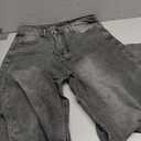 Women's Vintage Washed Grey Straight Leg Jeans, High-Waisted Distressed Denim Pants S
