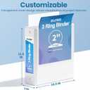 SUNEE 3 Ring Binder 2 Inch 1 Pack, Clear View Binder Three Ring PVC-Free (Fit 8.5x11 Inches) for School or Office Supplies, White