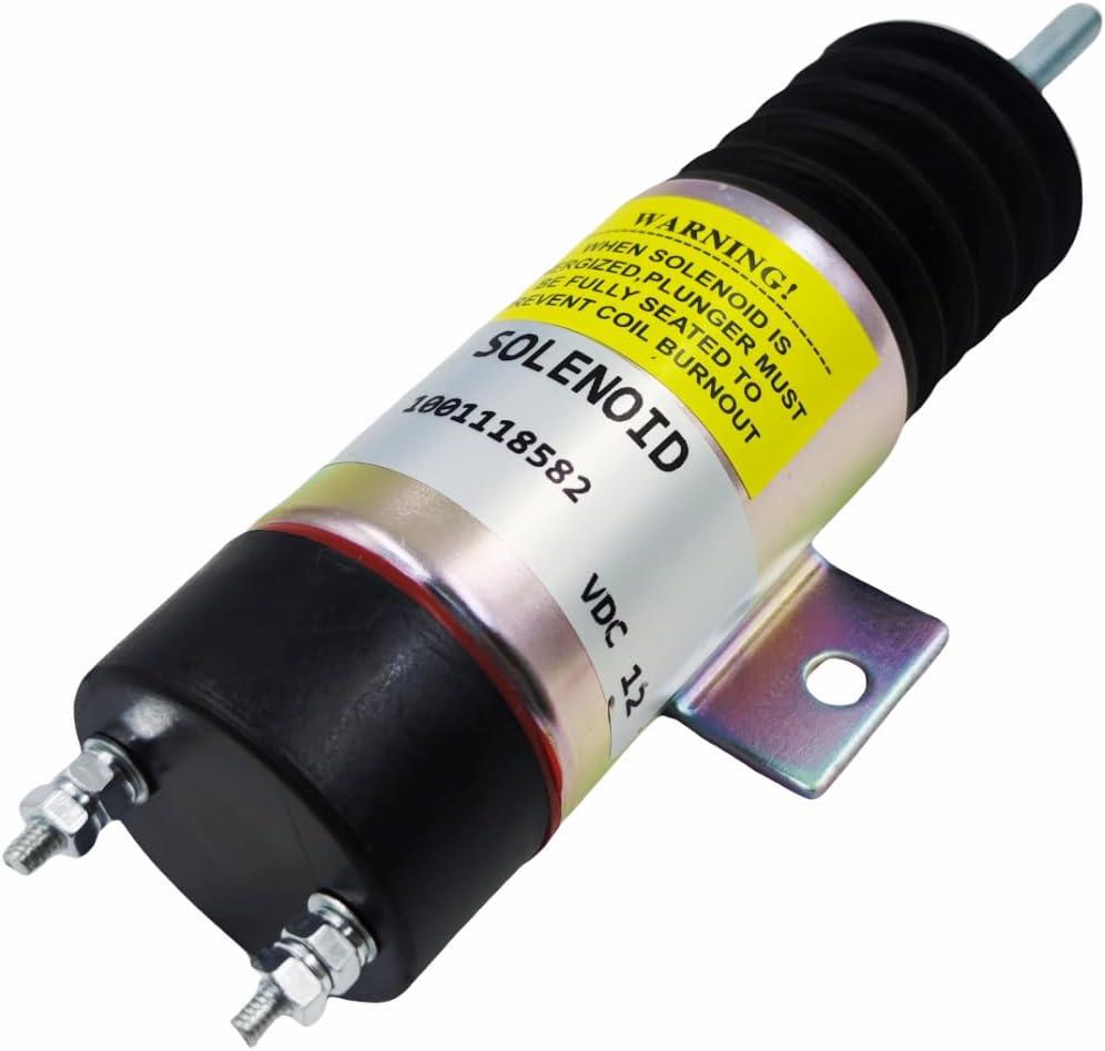 12V 2-Terminal Dual Coil Pull Throttle Solenoid Fits Kubota WG-750 DF-750 DF-752 DF-972 D-905 D1105 Z482 Genie 20780GT Z-34/22 Z-45/22 D610-A1V12 1502-12C2U1B1S1 1001118582