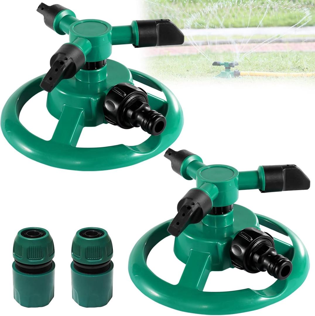 2 Pack Sprinklers for Yard, 360Rotating Lawn Sprinkler, Sprinklers for Yard Large Area, Powerful and Even Watering for Lawns and Gardens