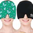 Migraine Relief Cap, Soothing Headache Ice Face Mask Products, Hot and Cold Therapy, Migraine Headache Relief Cap for Migraine, Sinus, Puffy Eyes, Tension, Stress and Hangover (Black+Green)