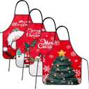 4Pcs Christmas Aprons for Women Men Waterproof Red Green Snowman Santa Elk Christmas Tree Cute Bulk Aprons Kitchen Cooking Baking Womens Apron Holiday Party Supplies