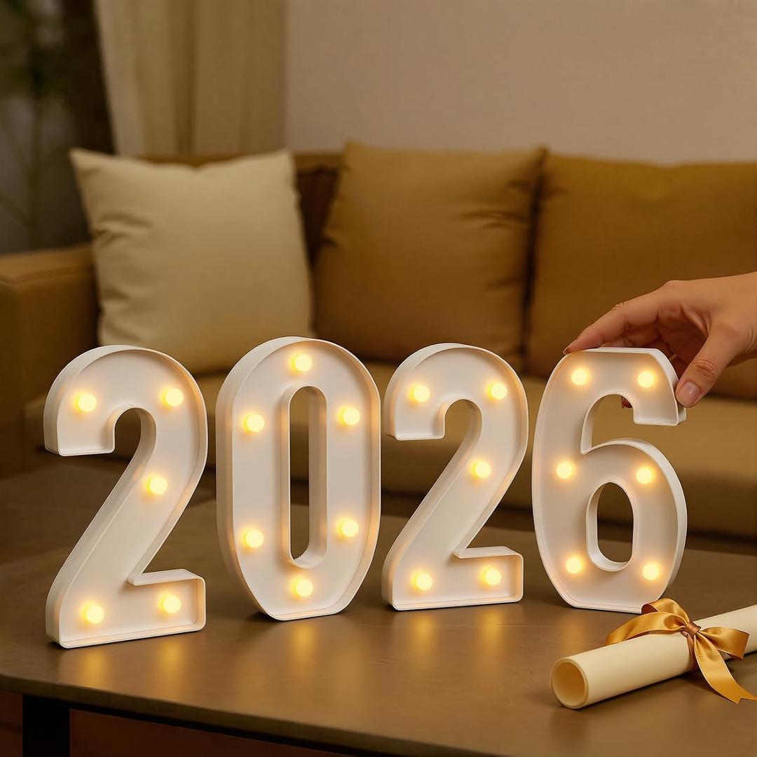 Graduation Decorations 2026 Light up Numbers Class of 2026 Decorations College Preschool Kindergarten High School Grad Party Decor Centerpieces LED Letters Sign Tables Wall Decor