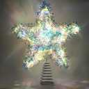 LAWOHO Christmas Tree Topper Star, Exquisite Christmas Decor, 10 Inch Shiny Iridescent Christmas Tree Decoration with 6H Timer, 20 Warm LED Lights for Xmas Tree, Holiday & Party, Indoor Decor