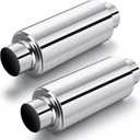 2 Pcs 2.5" Inlet Exhaust Resonator, 2.5" Inlet 2.5" Outlet 11.5" Overall Length Muffler Resonator Stainless Steel (Silver)