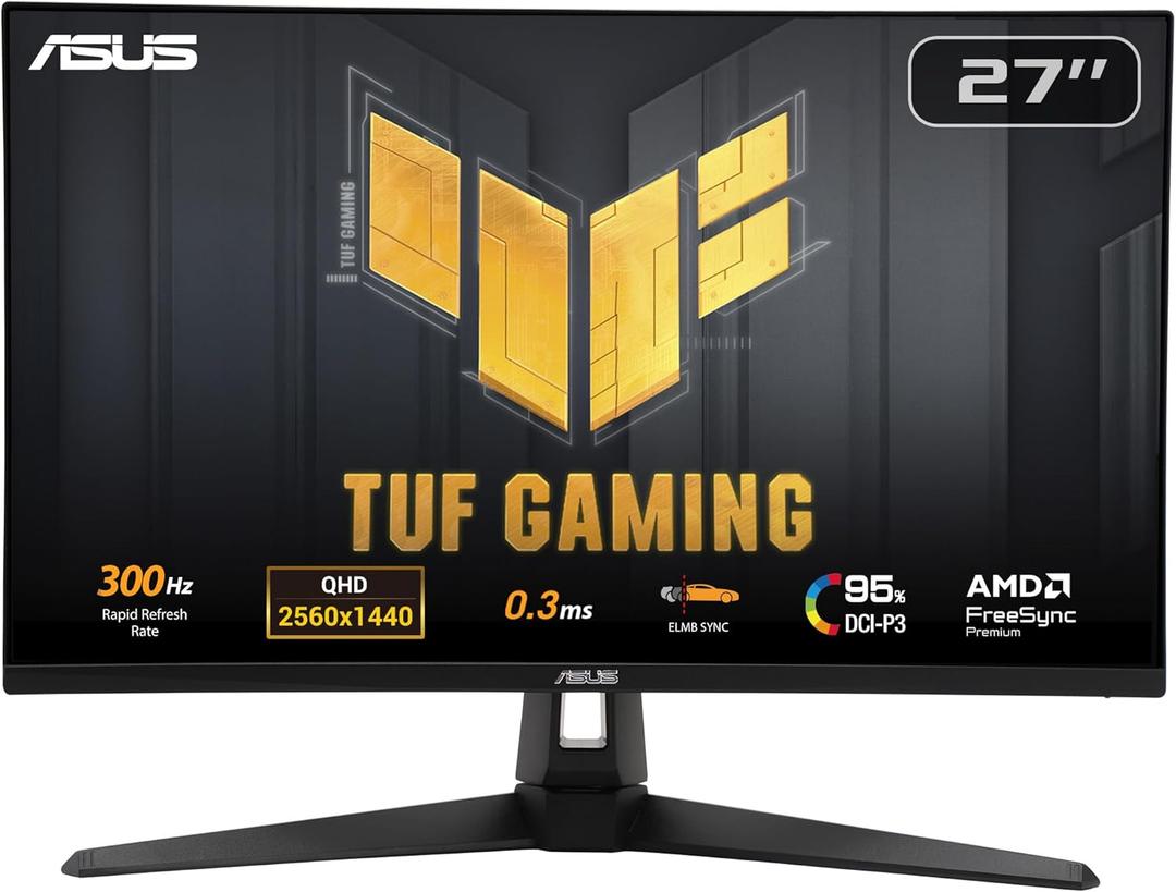 ASUS TUF Gaming 27 1440P Monitor (VG27AQM5A) - QHD (2560x1440), 300Hz, Fast IPS, Extreme Low Motion Blur Sync, 0.3ms, Speaker, 95% DCI-P3, Shadow Boost, DisplayWidget Center