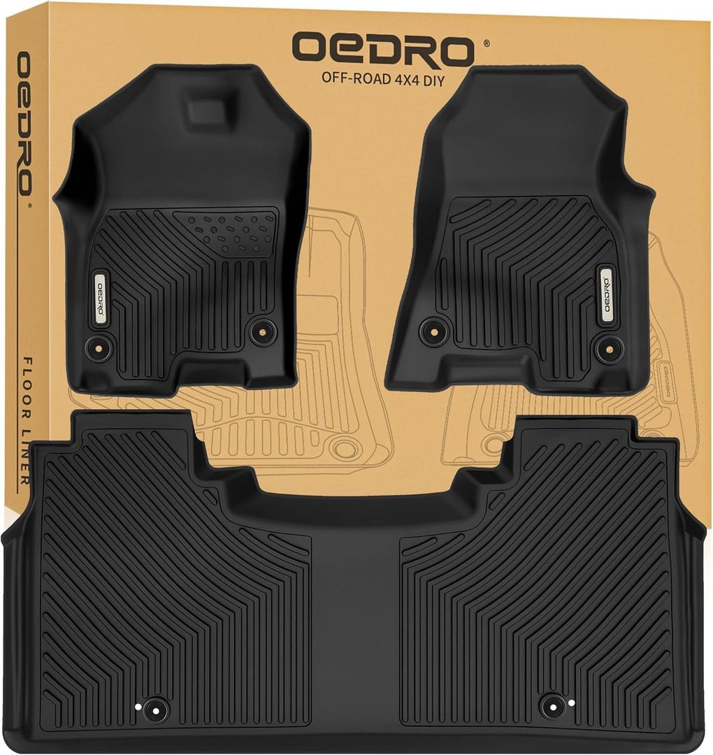 OEDRO Floor Mats for 2019-2024 Dodge Ram 1500 Crew Cab New Body (NOT for Classic Models) with Original Storage, All-Weather TPE Custom Fit Floor Liner for Dodge Ram 1500, Full Set Car Mats (black)