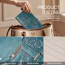 Ultra Slim RFID Wallet Women Thin Clutch Bifold Compact Long Womens Coin Wallet with Hollow Out Mandala PEACOCK BLUE