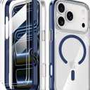 COOLQO for iPhone 17 Pro Max Case with Screen Protectors, Compatible with MagSafe, Military Grade Drop 17 FT Protection, Dual-Layer Classic Hybrid Magnetic Phone Case Cover Bumper, Blue (17ProMax_6.9")