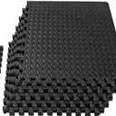 Mat Block EVA Exercise Floor Mats: Interlocking Foam Tile Performance Mats - 6 Tiles (Area: 24 SQ FT) 1/2 inch Thickness, EVA Home Gym Exercise Floor Mats for All Exercises or Equipment, Black