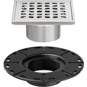 Neodrain 4" Brushed Shower Drain Grate Kit, Low Profile Compatible with Schluter Kerdi Bonding Flange -Bathroom Drain Kit with Adjustable Collar, 304 Stainless Steel Removable Cover, Hair Catcher