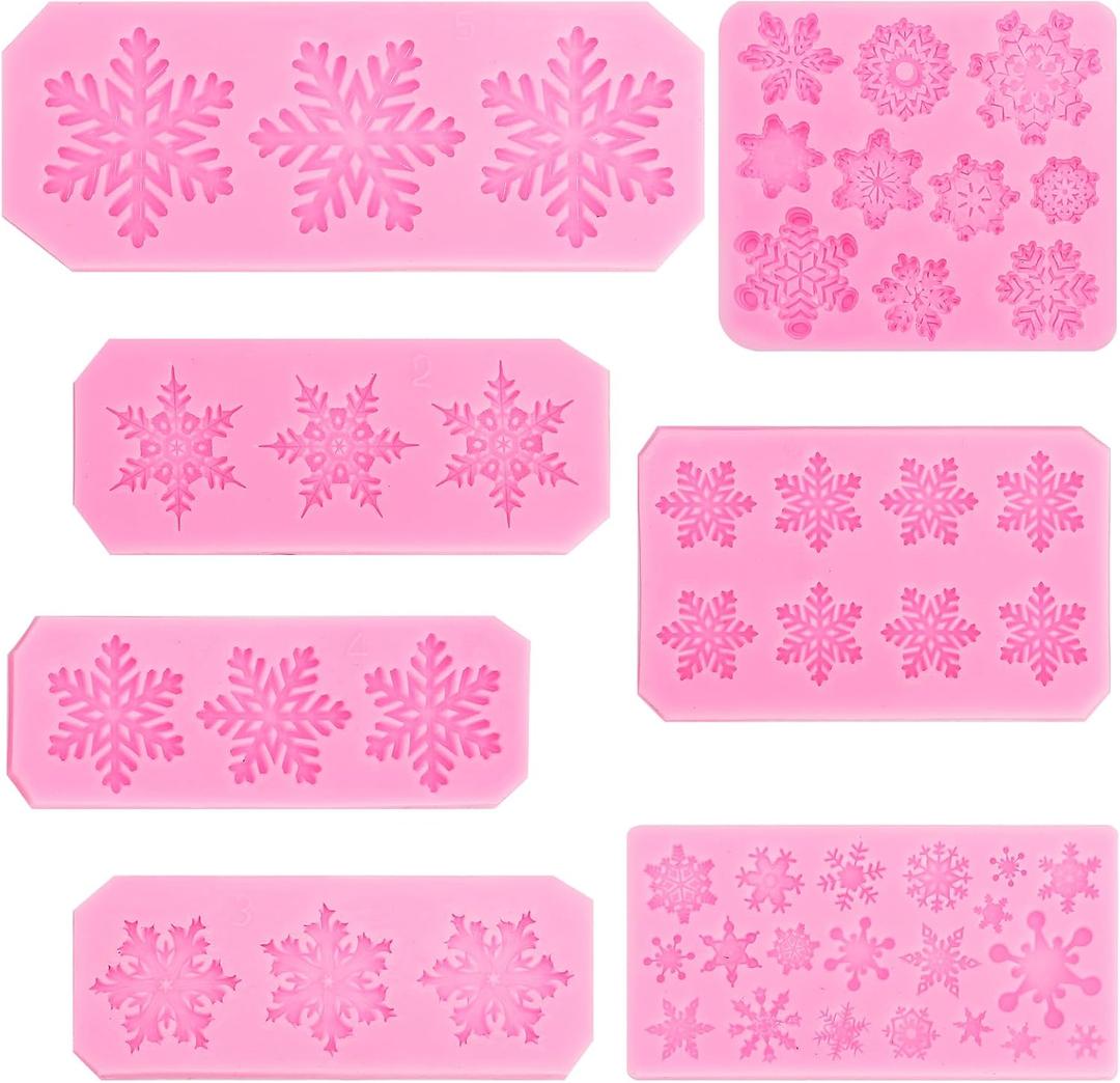 Christmas Snowflake Silicone Molds,Christmas Snow Chocolate Fondant Mold for Cake Candy Sugarcraft Cake Decoration Sugar Cupcake Topper Polymer Clay Crafts