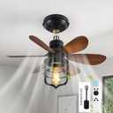 Garwarm 20IN Ceiling Fans with Lights, Socket Fan Light with Remote, Screw in Ceiling Fan in Light Socket Small Ceiling Fan for Garage,Bedroom, Kitchen, Living Room(Bulb not Included)