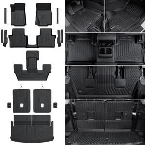 Floor Mats for 2021-2025 2026 Jeep Grand Cherokee L (6-Seater w/o 2nd Row Center Armrest Only), TPE All Weather Protection Durable Trunk Cargo Mat for Jeep Grand Cherokee L Accessories