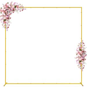 Wokceer Wedding Arch Backdrop Stand Square 7.2 x 7.2 FT Wedding Arches for Ceremony Metal Balloon Arch Frame for Wedding Birthday Party Garden Arbor Anniversary Event Decor (Gold)