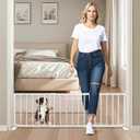 Short Dog Gate Indoor MOOECKOM 13" Tall Small Dog Gate 18"-36'' Width Expandable, Easily Step Over Pet Gate with 2 Extension Kits Pressure Mounted for Doorways Stairs.