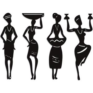 Xedatric 4-Piece African Art Wall Decor Set - Black Art Wall Decor African American Wall Art for Living Room, Bedroom, Cafe - Durable Black Metal Wall Art