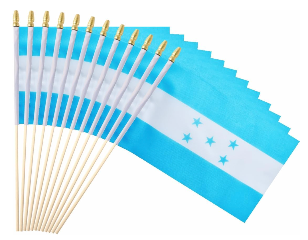 25Pack Small Honduras Flag Handheld Mini Honduran on Stick 5x8 Inch