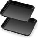 Herogo Baking Sheet Pan Set, 96.71 Inch Nonstick Carbon Steel Cookie Sheet Bakeware Set for Oven, Multipurpose Kitchen Cookware 2 Pack, Non Toxic & Heavy Duty & Easy Clean-Small (Matte Black)