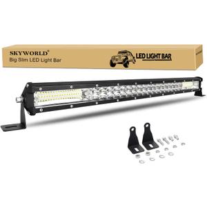 SKYWORLD 24 Inch Slim Light Bar 216W Spot Flood Combo Beam LED Driving Lights, 7D Work Light Fog Lamp Waterproof for 4x4 SUV ATV Truck Car Boat, 6000K White