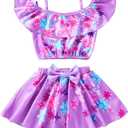 ATIMIGO Encanto Little Girls Swimsuit Isabela Two Pieces Ruffle Bathing Suit Princess Summer Beach Tankini Swimwear, Size 10-11, Purple