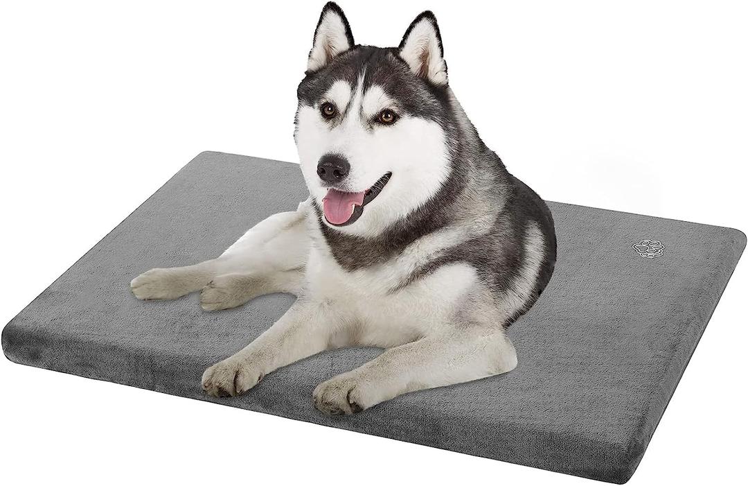 EMPSIGN Stylish Dog Bed Mat Dog Crate Pad Mattress Reversible (Cool & Warm), Water Proof Linings, Removable Machine Washable Cover, Firm Support Pet Crate Bed, Grey (L(35"*22"*3"))