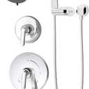 Symmons 5506-1.5-TRM Elm 2-Handle Tub and 5-Spray Shower Trim with 3-Spray Hand Shower in Polished Chrome (Valves Not Included)