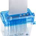 JIKIOU Mini Hand Shredder Portable Paper Shredder Manual Shredder Documents Paper Cutting Tool Home Office Desktop Stationery Christmas Birthday Gift Blue