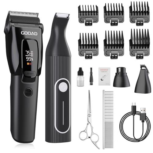 Dog Clippers for Grooming Heavy Thick Hair & Coats, 7500rpm Low Noise Cordless Pet Shaver, Dog Grooming Kit with Paw Trimmer Nail Grinder for Small Large Dogs