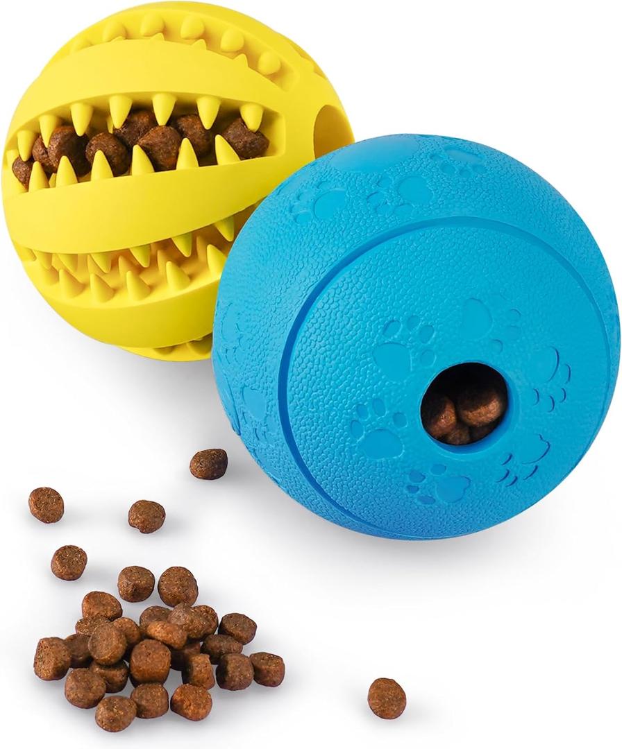 HIPPIH Dog Puzzle Toys 2 Pack, Dog Enrichment Toys for Large Dogs & Small Dogs, Puppy Balls for Treat Dispensing, Durable Balls for Teeth Cleaning/IQ Training/Chewing (YellowBlue)