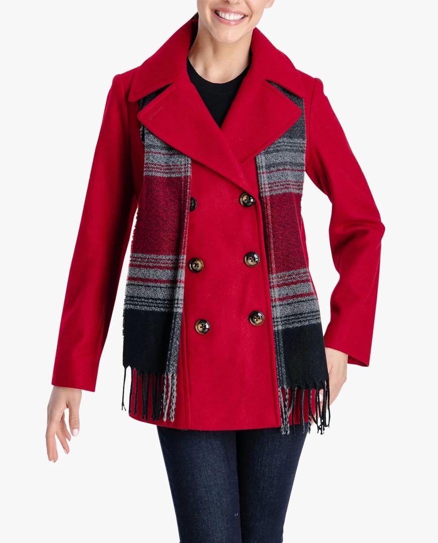 London Fog Women's Red Coat With Scarf Size S/M