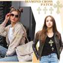 Suncalla 6 Pcs Gold Rhinestone Cross Patch Applique Crystal Cross Iron on Patches Sew on Clothing Patches for Clothes Bag Dress Jacket Repairing Mixed Size