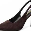RIBONGZ Sexy Slingback Pumps Elegant Dressy Heels for Women Closed Toe Pointy High Heels Wedding Bride Prom Party Evening Shoes (9, Dark Brown)