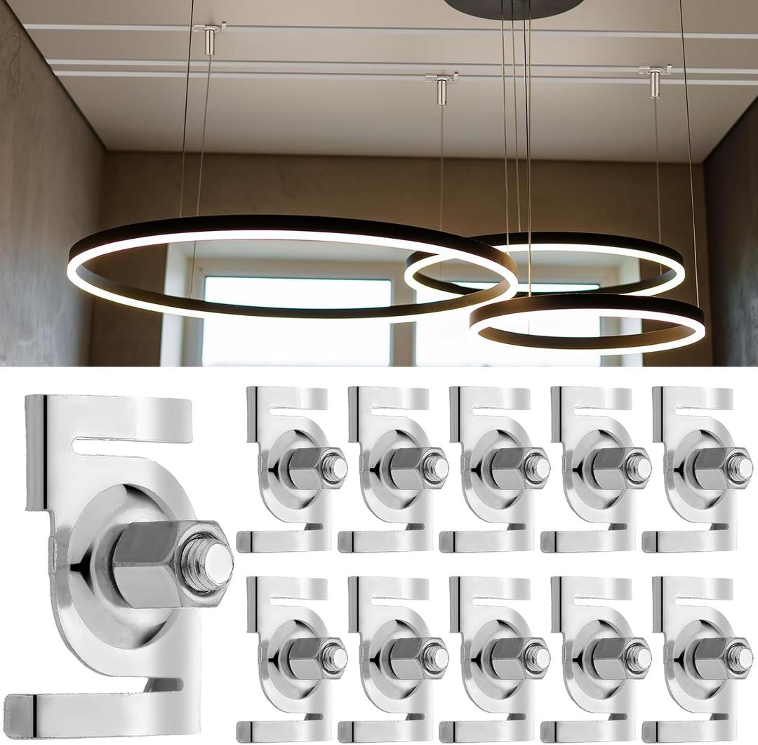 Shimeyao 10 Pcs T Bar Ceiling Clips Track Lighting Attachment 120v T Bar Grid Drop Ceiling Clip to Mount Track to Drop Grid for Systems in Chrome (Silver)
