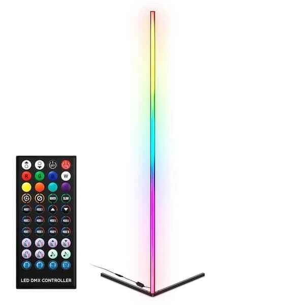 Merkury Innovations 4.6ft Multicolor RGB Metal Corner Lamp w/ Bluetooth