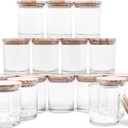 Thick Candle Jars for Making Candles 16 Pcs, 7 OZ Empty Jars with Wood Lids for Candle Making, Sample Container, Clear