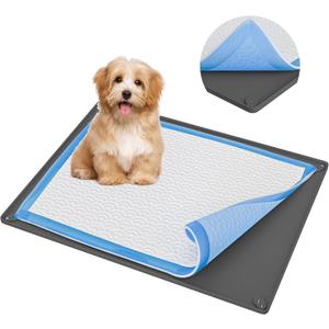 TidyFriend Pee Pad Holder Tray with Corner Clip 28 x 30 Inches - Easy to Clean & Store, No Spill Silicon Training Pad for Dogs (Grey)