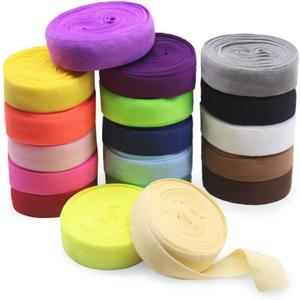SEMINI 36 Yards Fold Over Elastic 3/4'' 20mm Stretch Foldover FOE Elastics Ribbon for Headbands Baby Girl Head Bow (3/4'' (Matt Color))