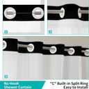 No Hook Shower Curtain with Snap in Liner, Green Rose Flower Thankful Grateful Blessed Bathroom Curtain with Double Layers Waterproof Fabric and Mesh Top Window, Romantic Showy Floral Home Bath Decor