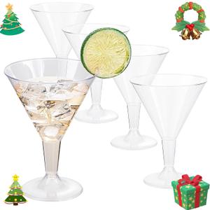 Liacere 24 Pack Clear Plastic Martini Glasses - 6.25oz Disposable Cocktail Glasses - Plastic Margarita Glasses Perfect for Wedding & Party