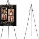 Yookeer 63'' Graduation Easel Stand for Sign Picture Senior 2026 Graduation Welcome Sign Stand End of Year Wedding Picture Display Grad Metal Stands for High School College Grad Party Photo Prop