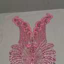 Large Bodice Applique Sequin Rhinestones Fine Appliques Handsewing Crystals and Beads for Dress Clothes Accessories 9.4X23.6inches (Pink)