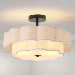 MeiShiDeng 17.7" Semi Flush Mount Ceiling Light,3-Light Gold Fixture