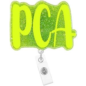 Pack of 3, Arakulago Nurse PCA Badge Reel Retractable Medical Assistant Nursing Student Badge Holder with ID Clip Accessories RN CNA Glitter Gold Acrylic Name Badge Clip Doctor Hospital ID Name Card Pl66Ye