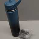 24oz Insulated Water Bottle with Straw, Stainless Steel Metal Vacuum Water Flask, Large Thermal Water bottle with Leakproof 3 Lids for Travel, Camping, Gym Sports Indigo Black