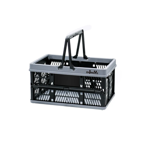 collapsible crates for storage,plastic baskets for organizing,collapsible shopping basket,20L foldable crate with Handles,car storage crate,crate for Kitchen,Bathroom,Medicine,Milk (Black, M)